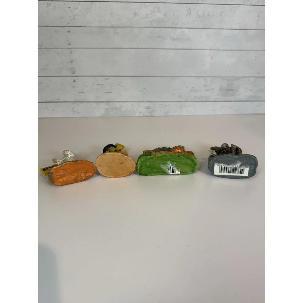 Halloween Miniature Figurines Lot of 4 Witch Mummy Graveyard Reaper